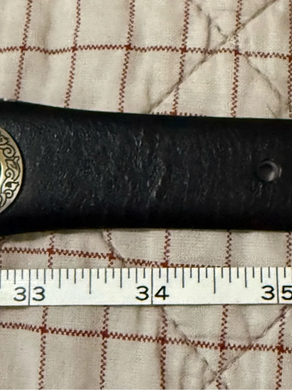36” Black Leather Concho Belt with Silver Decorative Buckle